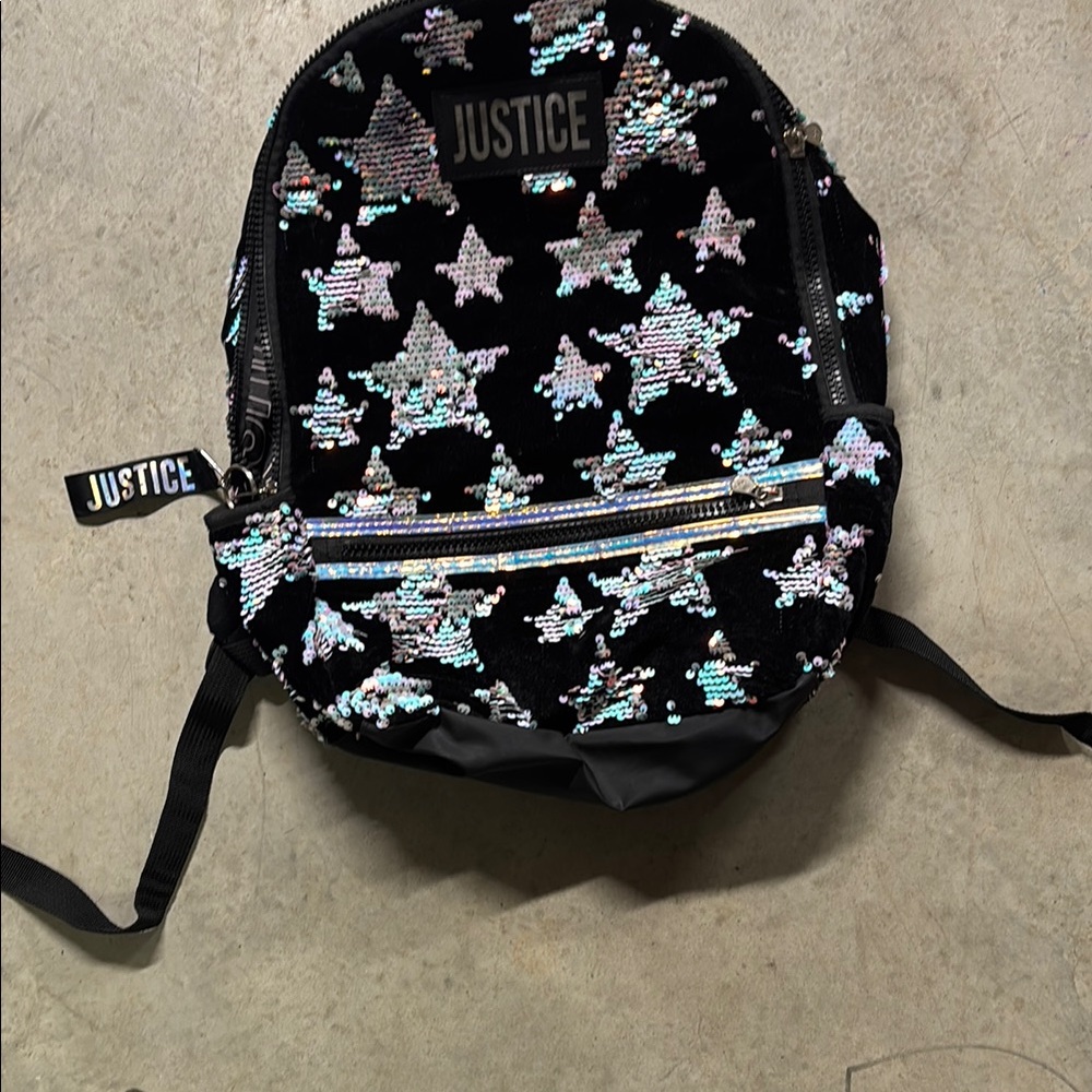Justice Black and Silver Star Backpack